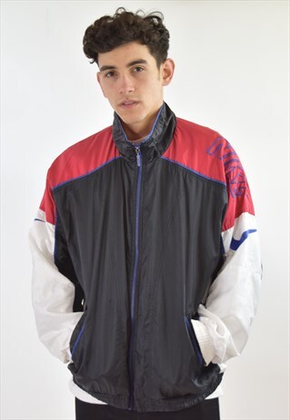 VINTAGE BLACK RED NIKE SHELL TRACKSUIT TOP JACKET