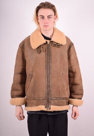 MENS VINTAGE LEATHER JACKET LARGE BROWN 90S