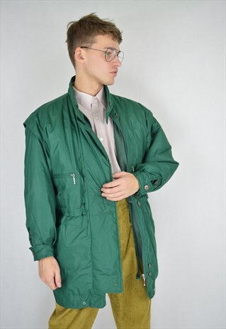 VINTAGE GREEN OVERSIZE RAVE PUFFER JACKET