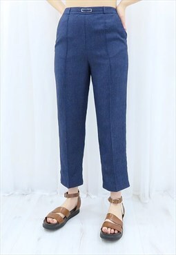 90s Vintage Dark Blue High Waisted Trousers