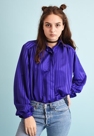 80'S RETRO STRIPED PRINT MOMS BLOUSE TOP
