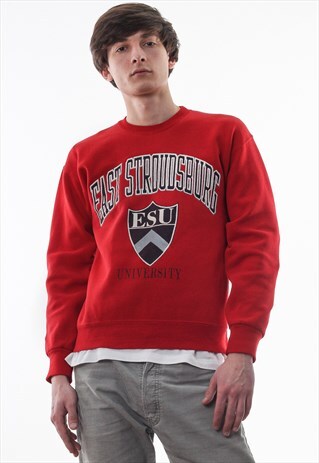 VINTAGE JANSPORT EAST STROUDSBURG CREW NECK 90S RED