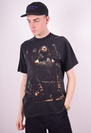 MENS VINTAGE T-SHIRT TOP MEDIUM BLACK 90'S