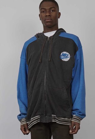 VINTAGE 90'S NIKE BASKETBALL BLUE/GREY ZIP-UP HOODIE