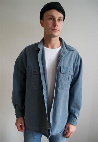 VINTAGE 90'S THICK BUE SHIRT