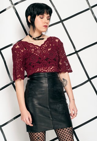 80S VINTAGE LEATHER MINI SKIRT
