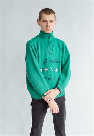 VINTAGE 80S HALF ZIP GOLF JUMPER