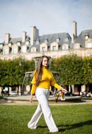 RARE WHITE YVES SAINT LAURENT HIGH WAIST PANTS