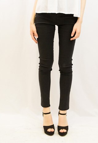 SLIM TIGHT STRETCHY REGULAR JEAN WITH ZIP (BLACK)