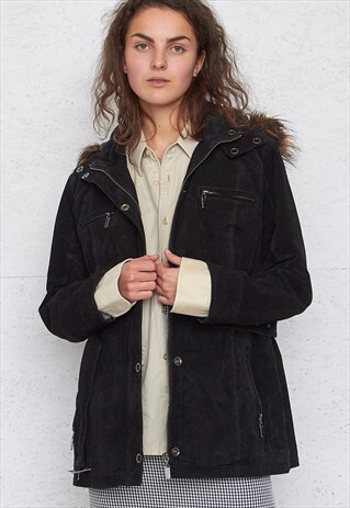 VINTAGE BLACK DESIGNERS SUEDE JACKET