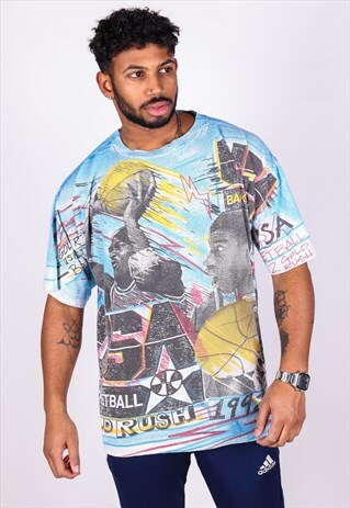VINTAGE BASKETBALL GOLDRUSH 1992 T-SHIRT T941
