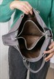 VINTAGE 60'S GREY LEATHER BAG