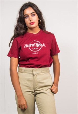 VINTAGE 90'S RED HARD ROCK CAFE DUBLIN T-SHIRT