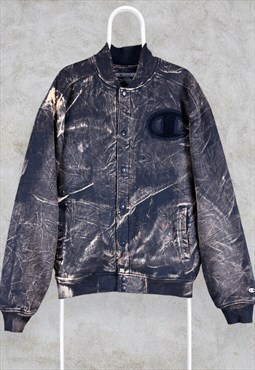 Vintage Champion Varsity Bomber Jacket Acid Wash Reworked 