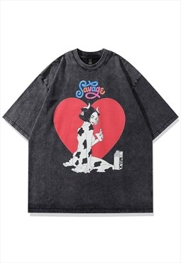 Cruella t-shirt old Dalmatian tee retro Anime top acid black