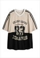 AMERICAN COLLEGE T-SHIRT COLOR BLOCK TOP VARSITY TEE BROWN