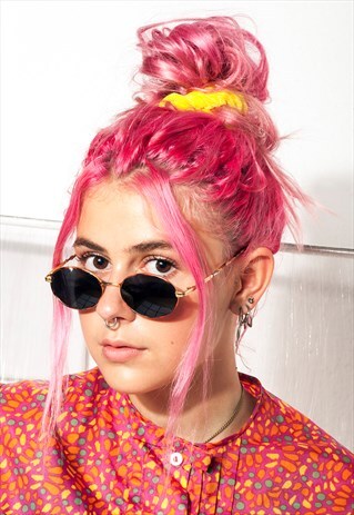 VINTAGE OVAL SUNGLASSES 90S METAL FRAME DARK SHADES