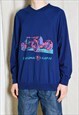 VINTAGE 90S NAVY BLUE GRAPHIC CAR BUGATTI LONG SLEEVE SHIRT