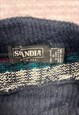 VINTAGE KNITTED JUMPER ABSTRACT PATTERNED GRANDAD SWEATER