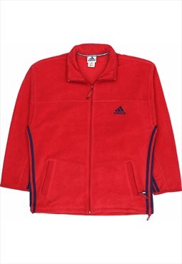 Adidas 90's Spellout Zip Up Fleece Large Red