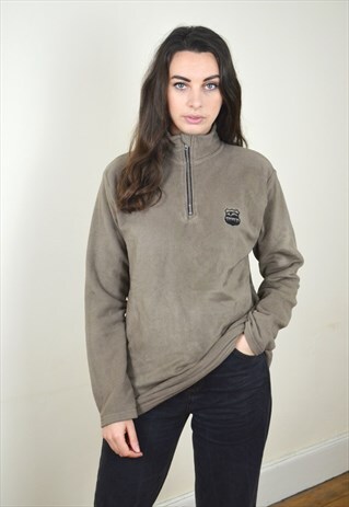 90S VINTAGE BROWN OUTDOORS LOGO 1/4 ZIP FLEECE