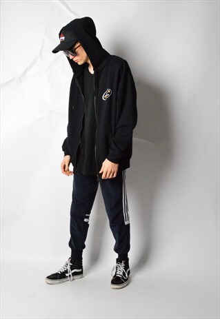 VINTAGE 90S BLACK MINIMALIST VOLLEYBALL HOODIE JACKET