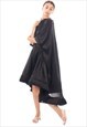 RUFFLE HEM OVERSIZED DRESS WITH BELT IN BLACK