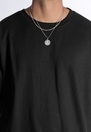 22" SAINT CHRISTOPHER PENDANT LAYER NECKLACE CHAIN - SILVER