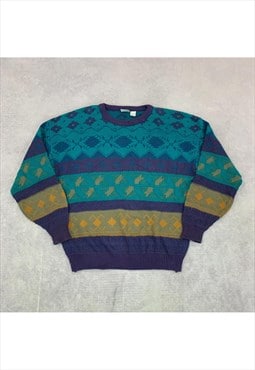 Vintage abstract knitted jumper Women's XXL