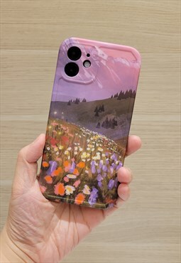 Purple Flower Field Oil Painting iPhone 11 Case 