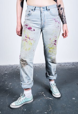 VINTAGE LEVI'S 501 BLUE PAINT MOM JEANS