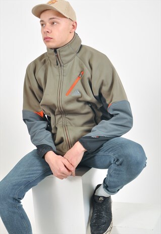 VINTAGE ADIDAS SHELL TRACK JACKET IN KHAKI