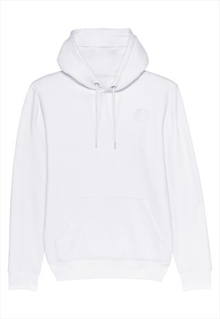 WHITE PULLOVER HOODIE WITH FRONT POCKET