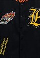 RETRO RACING JACKET CAR PATCH BOMBER PREPPY VARSITY IN BLACK