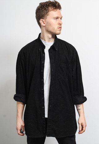 VINTAGE CORDUROY CORD SHIRT BLACK