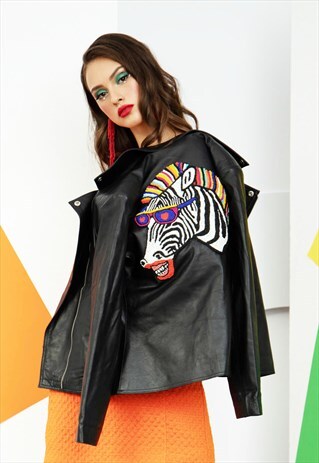 FORGET ME NOT ZEBRA LEATEHR JACKET