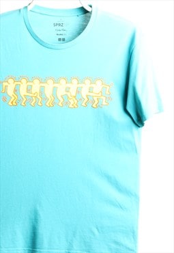 SPRZNY Keith Haring Vintage Crewneck Print Turquoise T-shirt