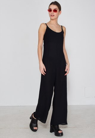VINTAGE BLACK ZACK SLEEVELESS PLAYSUIT JUMPSUIT