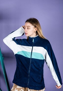 Vintage Fleece in Blue with a White Stripe and a ZIp
