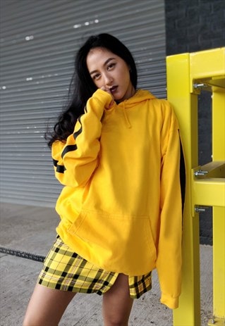 YELLOW KILL BILL HALLOWEEN OVERSIZED HOODIE COTTON RINGSPUN 