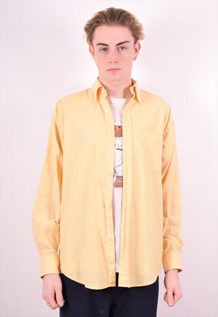 YVES SAINT LAURENT MENS VINTAGE SHIRT MEDIUM YELLOW 90'S