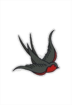 Embroidered Colorful Swallow Tattoo iron on patch / sew on