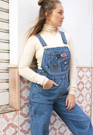MID BLUE DENIM DUNGAREES