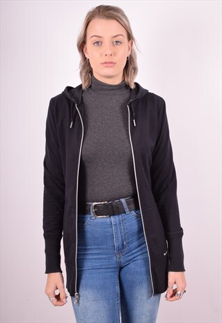 NIKE WOMENS VINTAGE HOODIE JACKET SMALL BLACK 90S