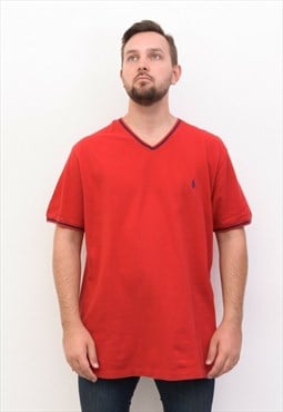 Vintage men's XL Shirt Short Sleeved Retro Summer Red Tee