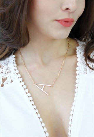 ROSE GOLD LETTER 'A' MONOGRAM CHAIN NECKLACE