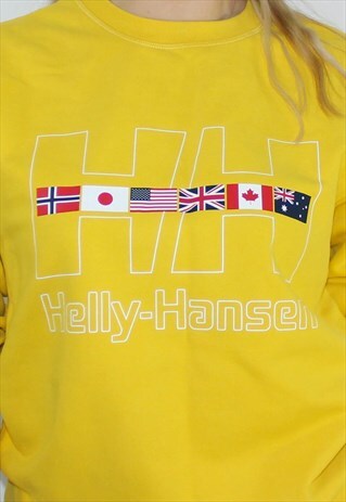 RETRO YELLOW HELLY HANSEN FLAG LOGO CREWNECK SWEATSHIRT