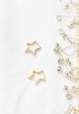 Gold Mini Star Hoop Earrings