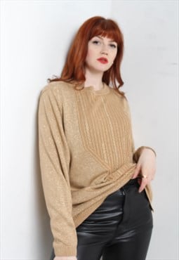 Vintage 80's Knitted Blouse Top Gold