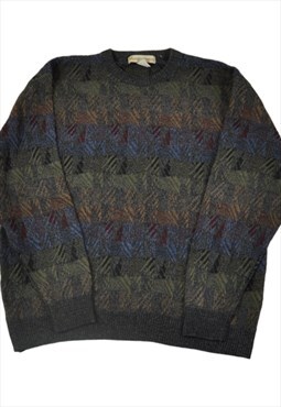 Vintage Knitted Jumper Retro Pattern Medium